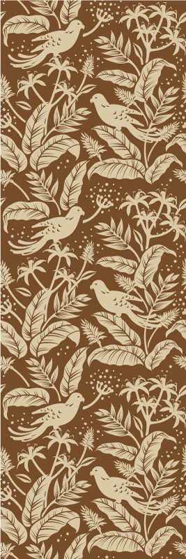 Nordic vinyl rug with golden and brown birds - TenStickers