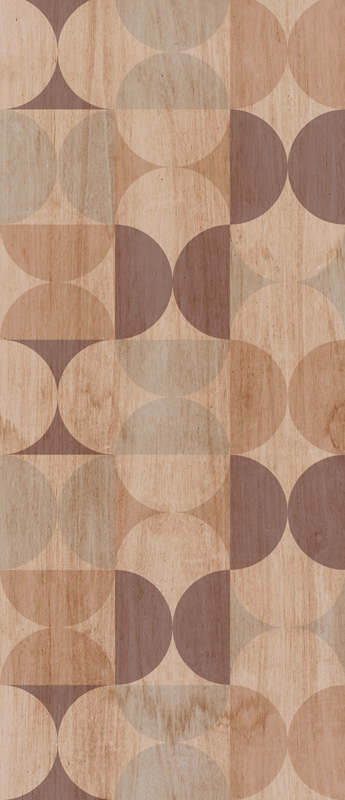Nordic vinyl rug in brown geometric wood design - TenStickers