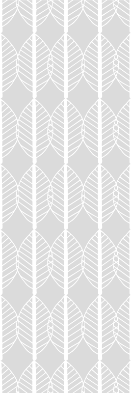 Nordic vinyl rug white leaf pattern on grey - TenStickers