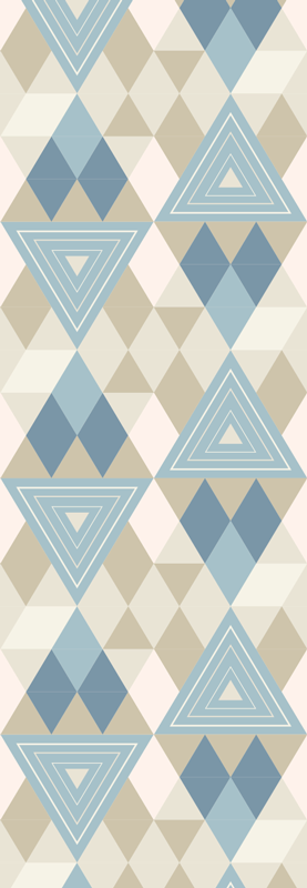 Nordic vinyl rug with geometric blue pattern - TenStickers