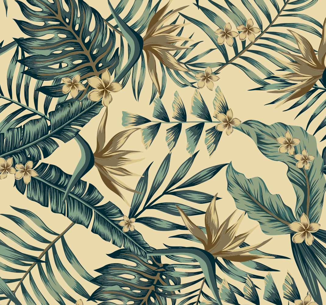 Nature vinyl rug tropical leaves design - TenStickers