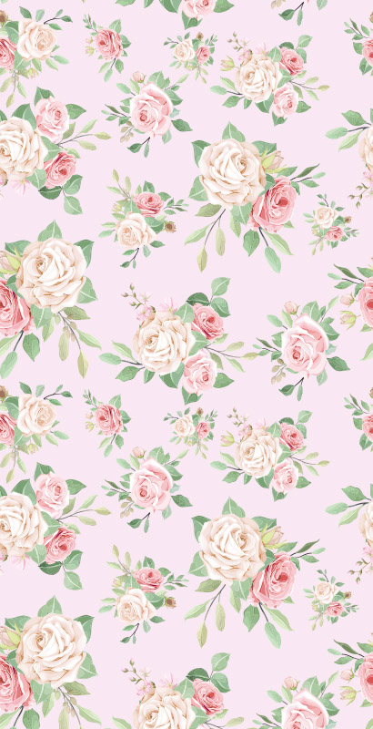 Nature vinyl rug pink peonies on grey - TenStickers