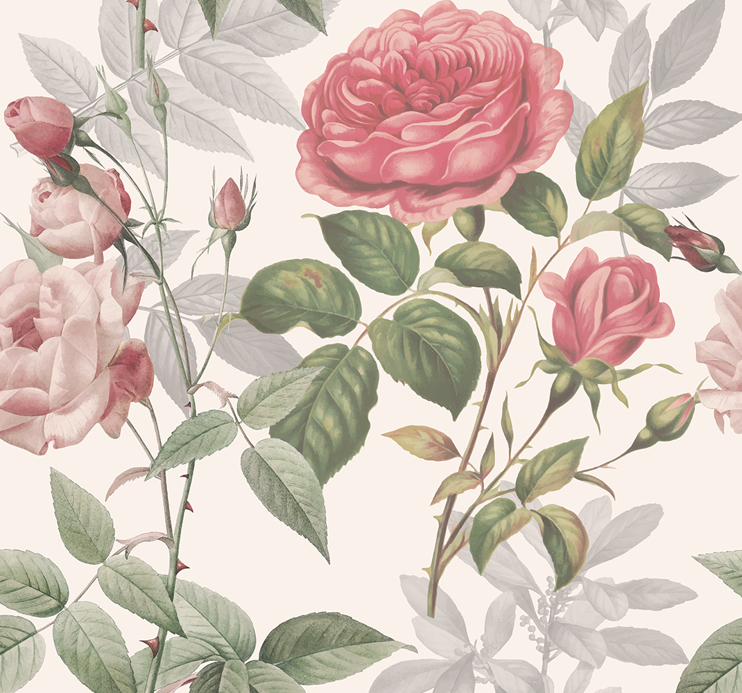 Nature vinyl rug with large roses - TenStickers