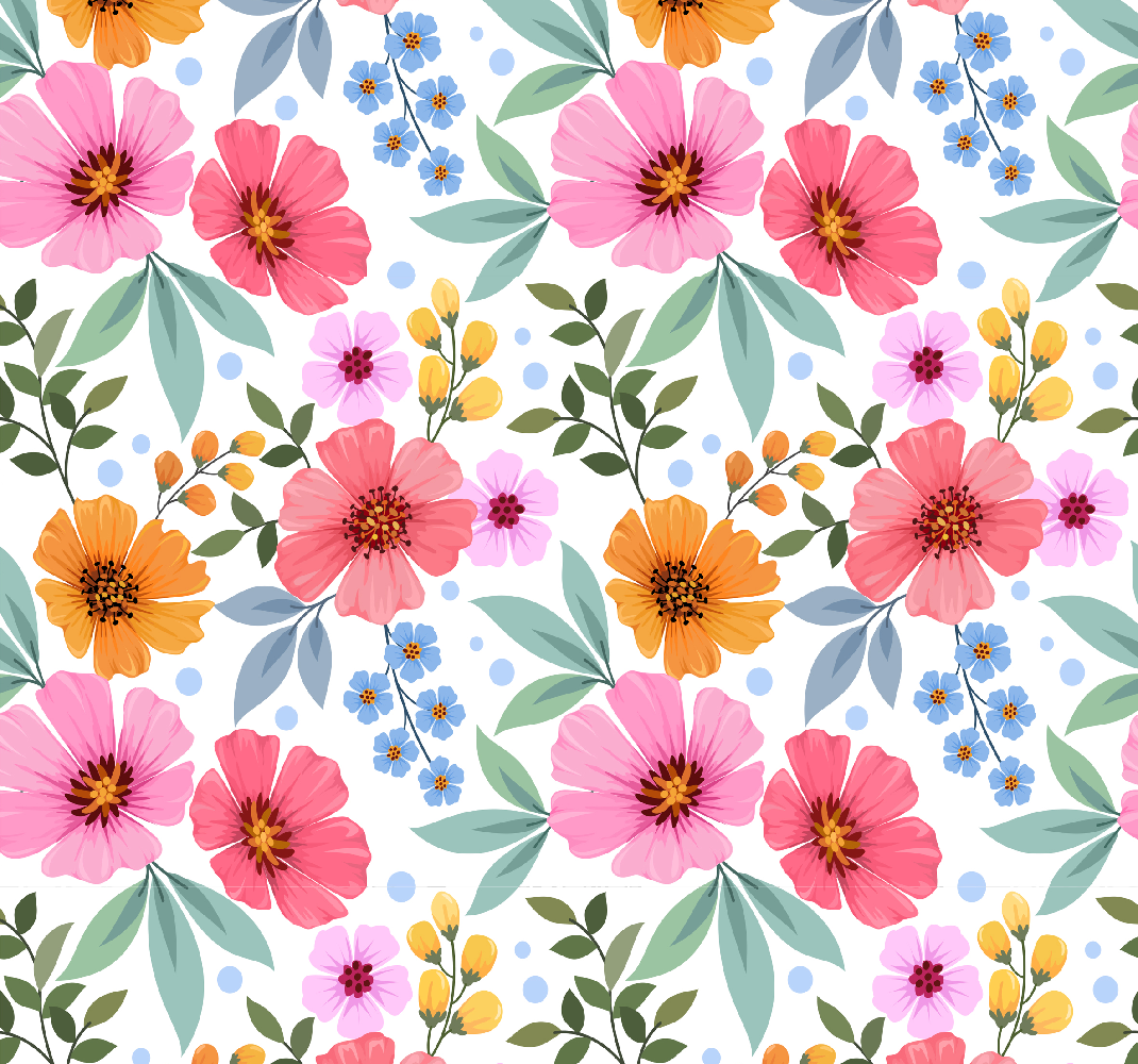 Nature vinyl rug colorful flowers on white background - TenStickers