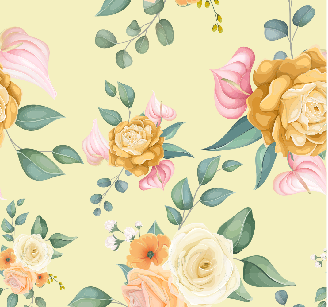 Nature vinyl rug yellow roses vintage style - TenStickers