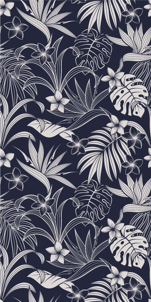 Nature vinyl rug with dark tropical foliage - TenStickers