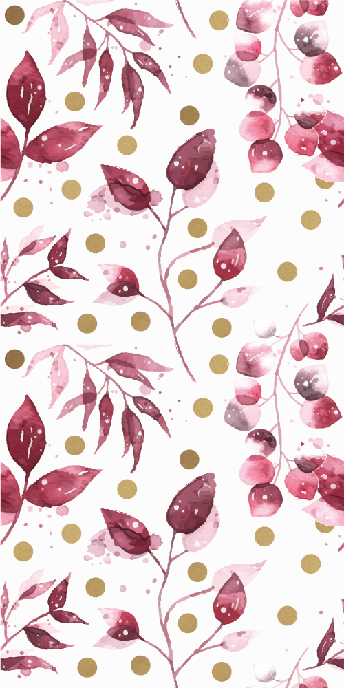 Burgundy leaves with golden dots nature vinyl rug - TenStickers