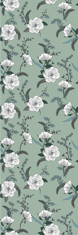 Nature vinyl rug featuring a beautiful white magnolia tree - TenStickers