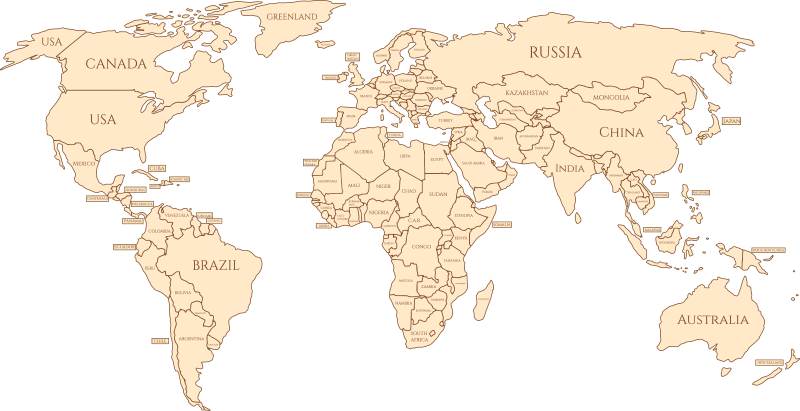 World map vinyl rug with names of countries - TenStickers