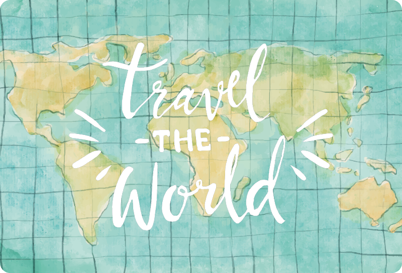 World map vinyl rug explore the world map - TenStickers