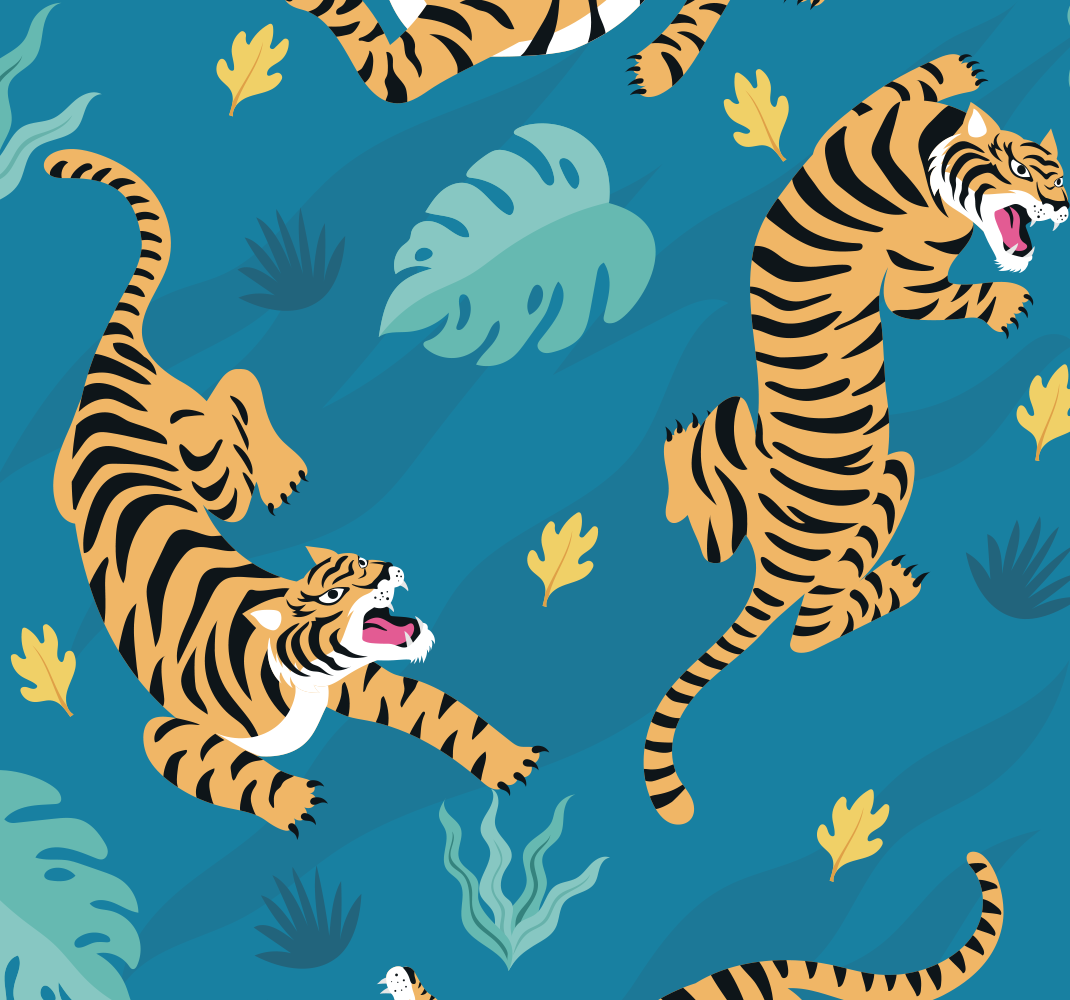 Animal vinyl rug tigers wallpaper - TenStickers