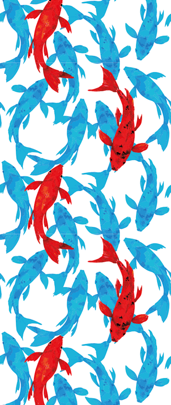 Animal vinyl rug with red accent fish design - TenStickers