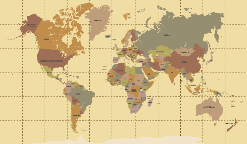 Beige vintage world map vinyl rug - TenStickers