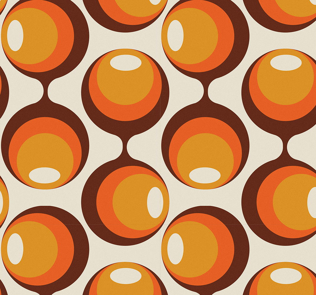 Vintage vinyl rug with 70's semi oblong design - TenStickers