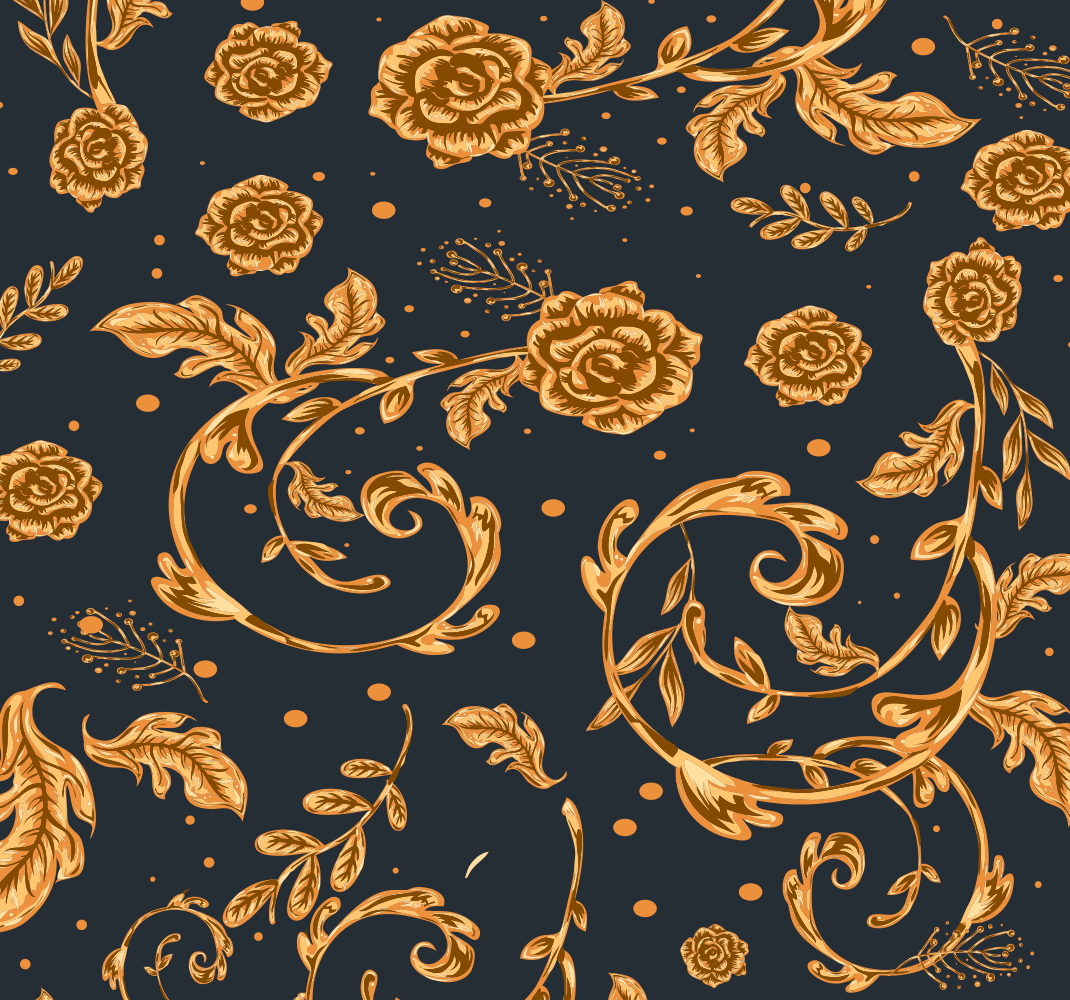 Vintage vinyl rug with golden leaf design - TenStickers