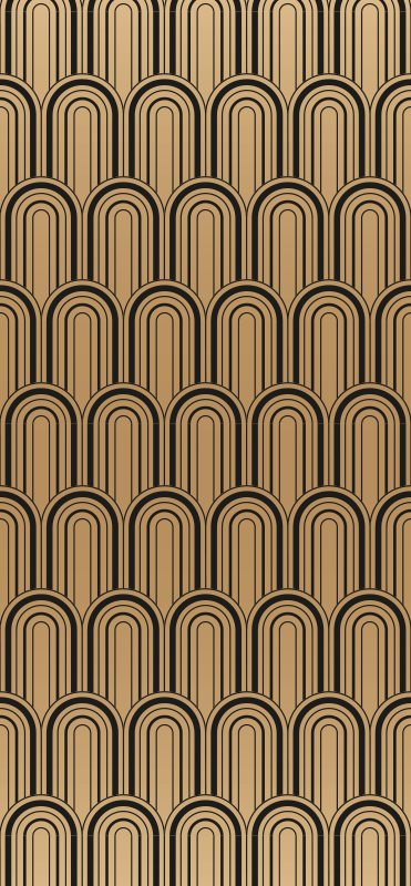 Vintage vinyl rug with golden arc art decor pattern - TenStickers