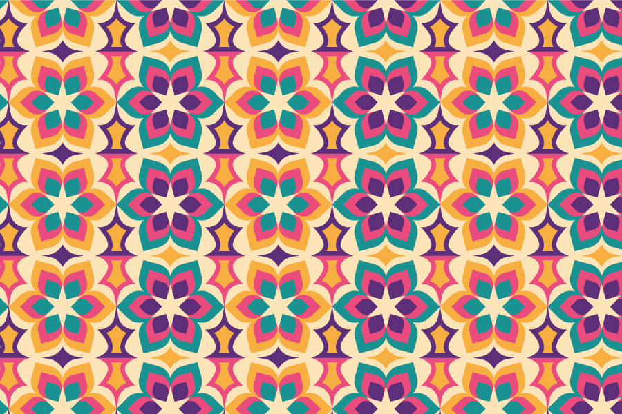 Vintage vinyl rug 70s floral design - TenStickers