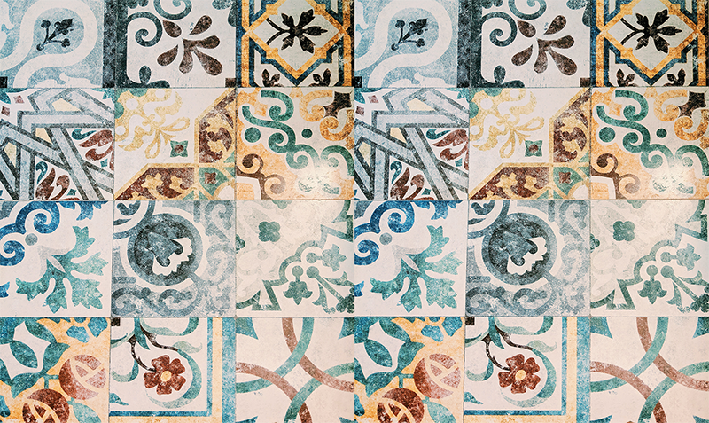 Vintage vinyl rug with retro mosaic design - TenStickers