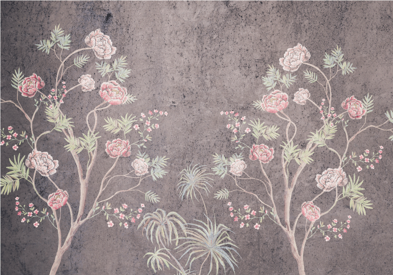 Vintage vinyl rug in vintage style rose tree - TenStickers