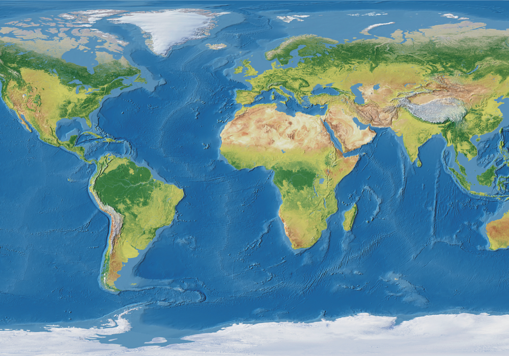 World map vinyl rug realistic geographic design - TenStickers