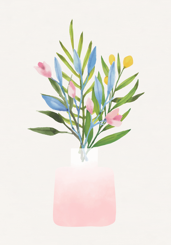 Flower vinyl rug with potted flowers design - TenStickers