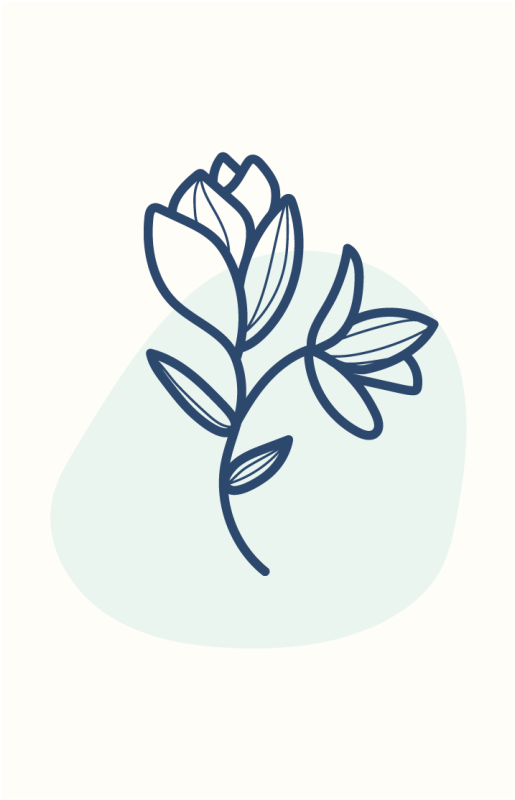 Flower vinyl rug botanical outline design - TenStickers