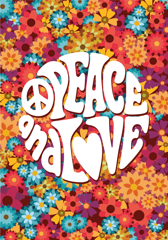 Peace and love flower vinyl rug - TenStickers
