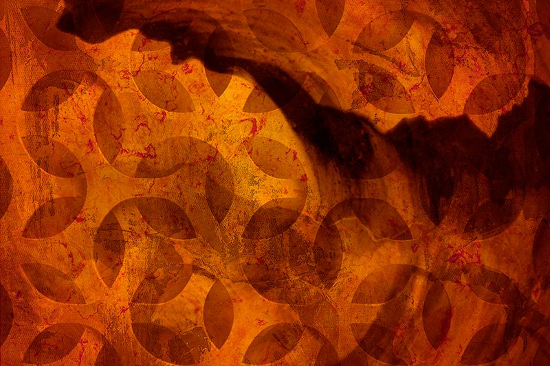Geometric vinyl rug in abstract orange design - TenStickers