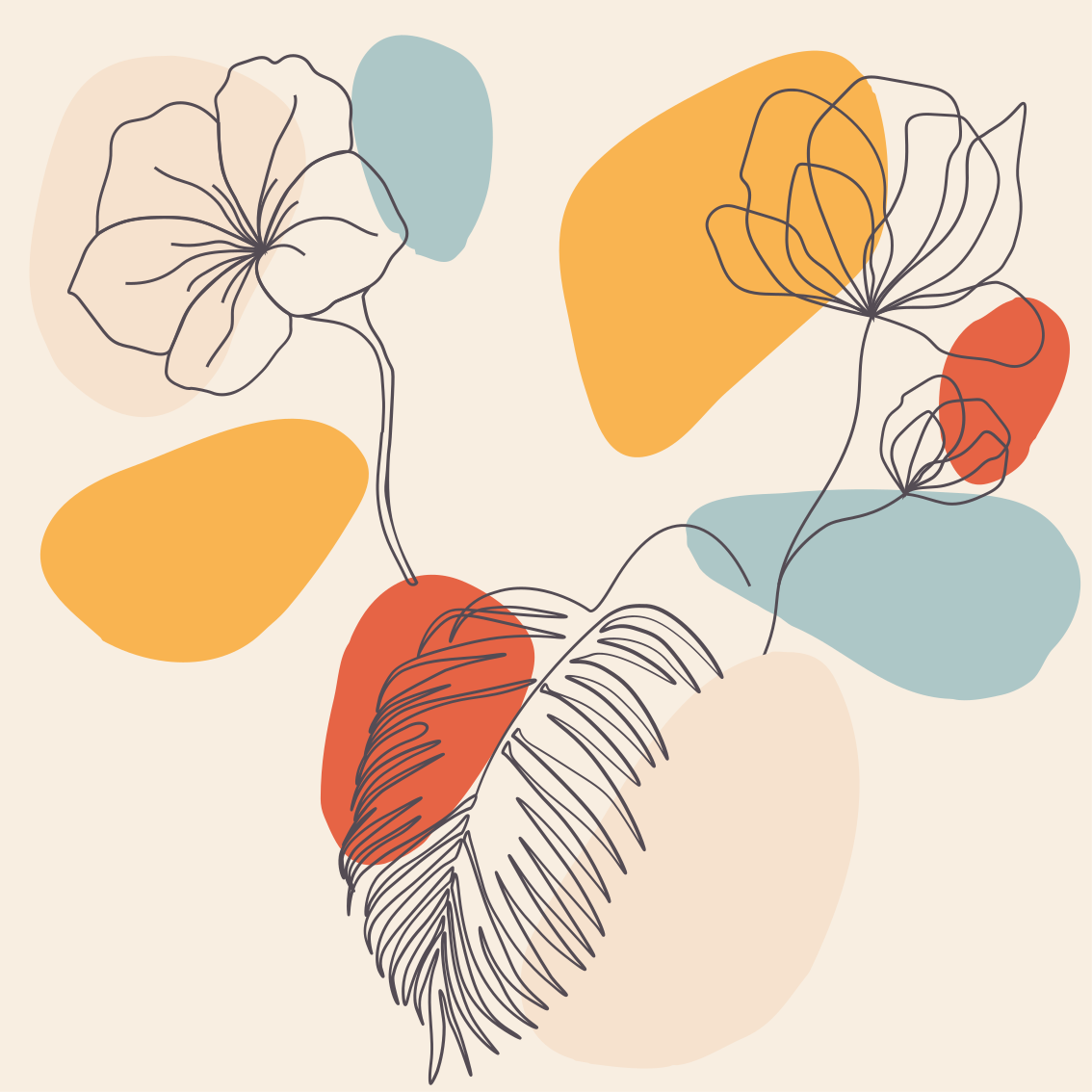 Geometric vinyl rug inspired by botanical art - TenStickers