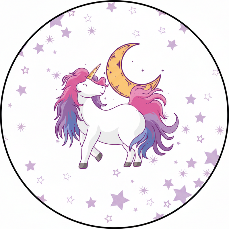Kids vinyl rug unicorn and moon design - TenStickers