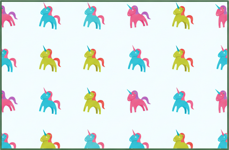 Kids vinyl rug colorful unicorns light blue background - TenStickers