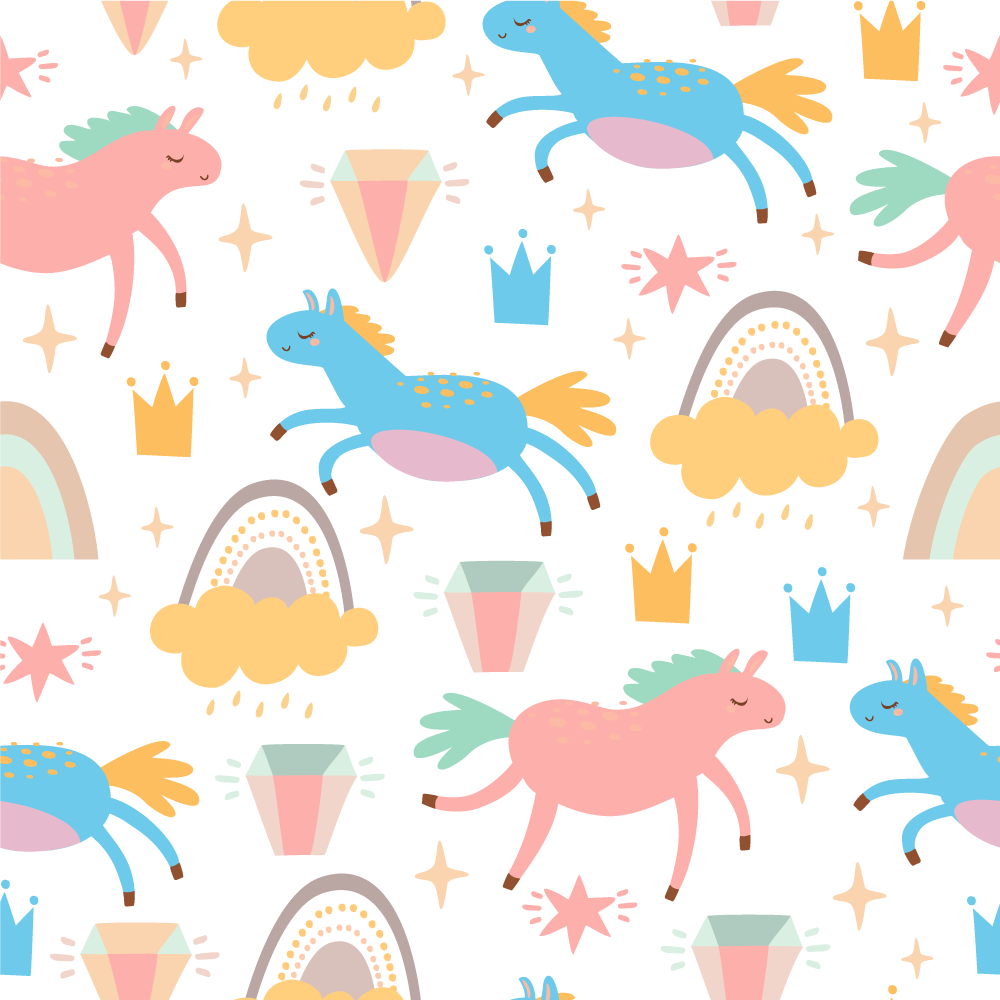 Kids vinyl rug with adorable unicorns and rainbows - TenStickers
