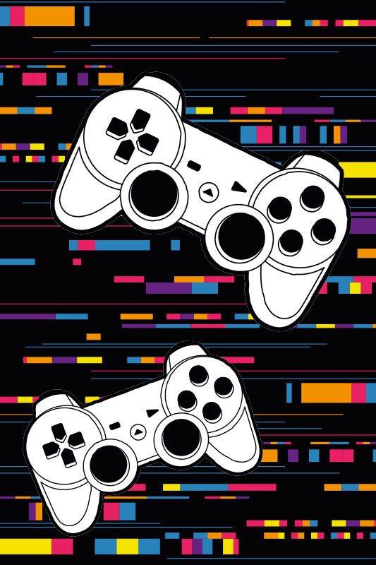 Gaming vinyl rug in multicolor remote console - TenStickers