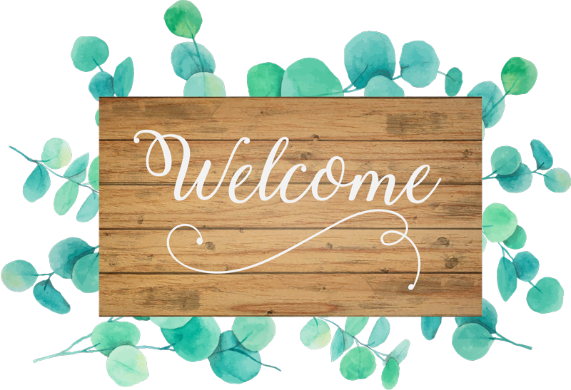 Eucalyptus text welcome entrance hall vinyl rug - TenStickers