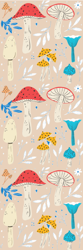 Living room vinyl rug with classic beige mushrooms - TenStickers