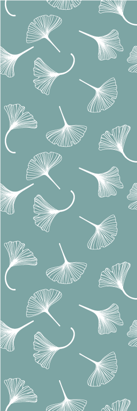 Living room vinyl rug with light blue ginkgo leaves - TenStickers
