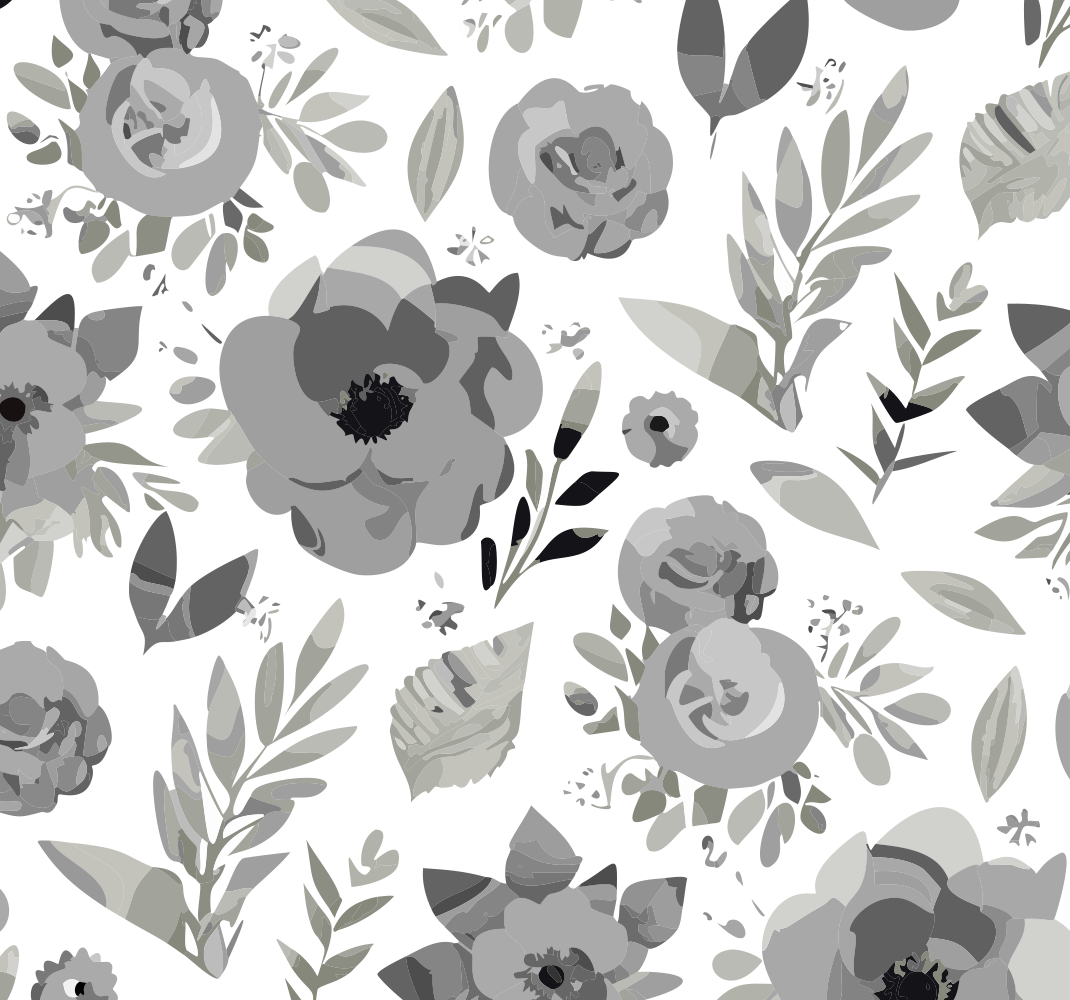 Gray vinyl rug with watercolor flowers - TenStickers