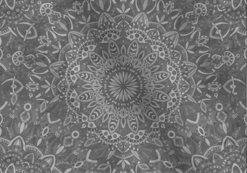 Gray vinyl rug with detailed mandala design - TenStickers
