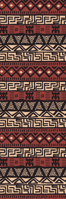 Hallway vinyl rug tribal pattern in dark red - TenStickers