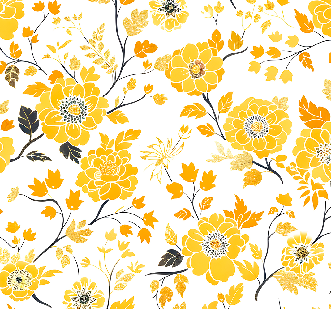 Yellow vinyl rug in japanese design - TenStickers