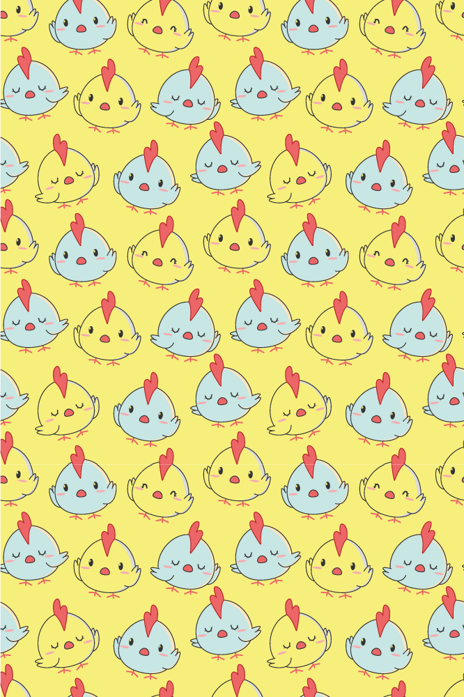 Yellow vinyl rug with baby chick pattern - TenStickers