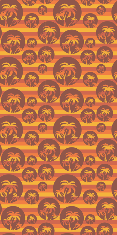 Brown vinyl rug retro sunset and palms mat - TenStickers