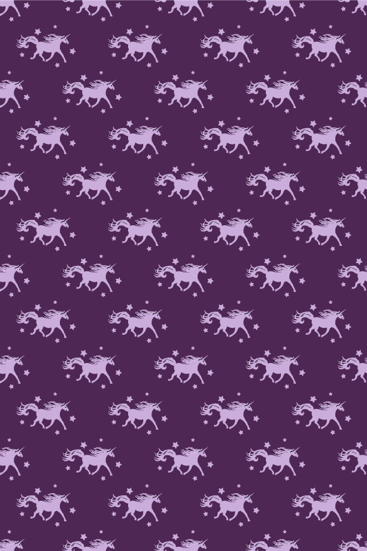 Purple vinyl rug featuring simple unicorns and stars - TenStickers