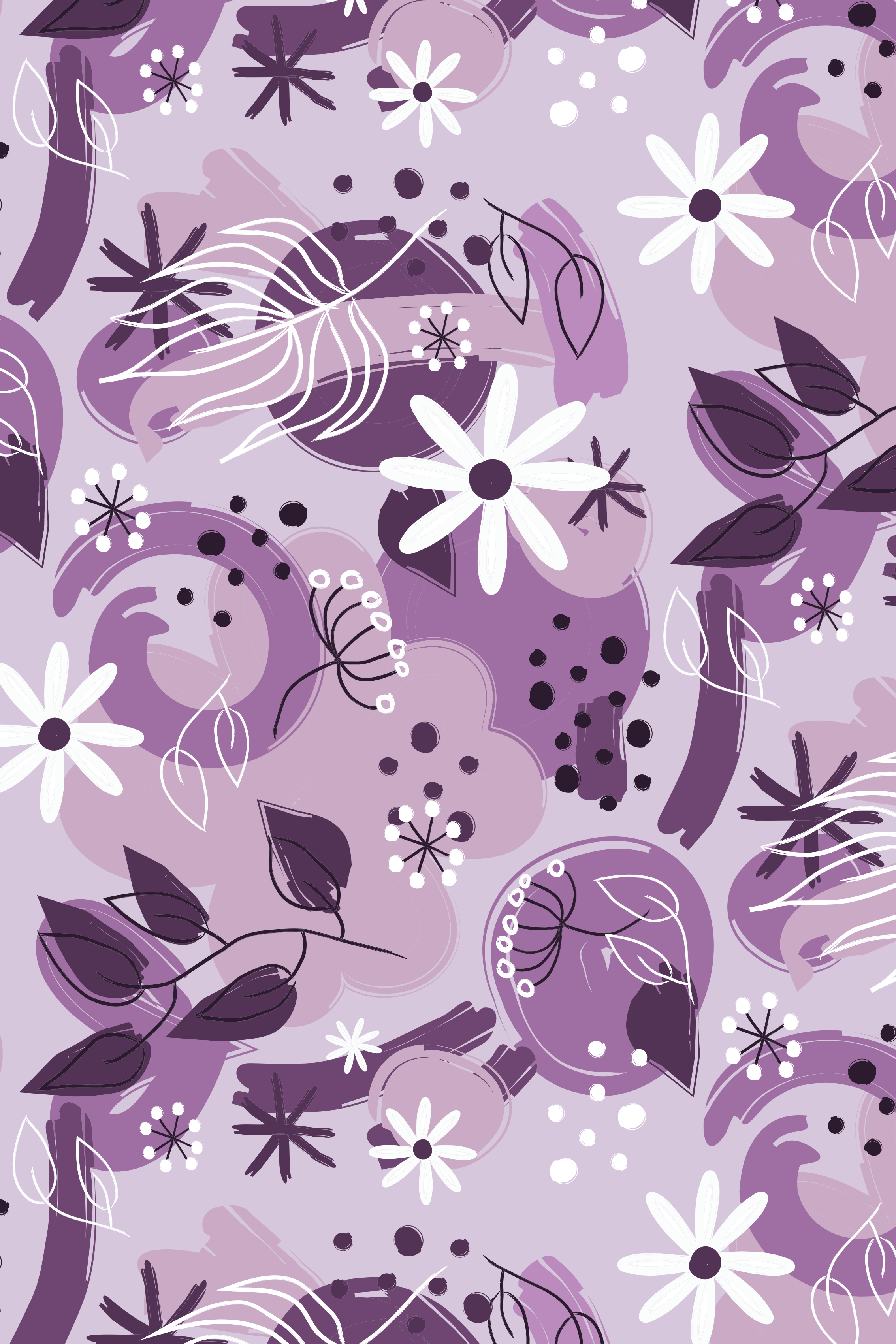 Purple vinyl rug with various purple flowers - TenStickers