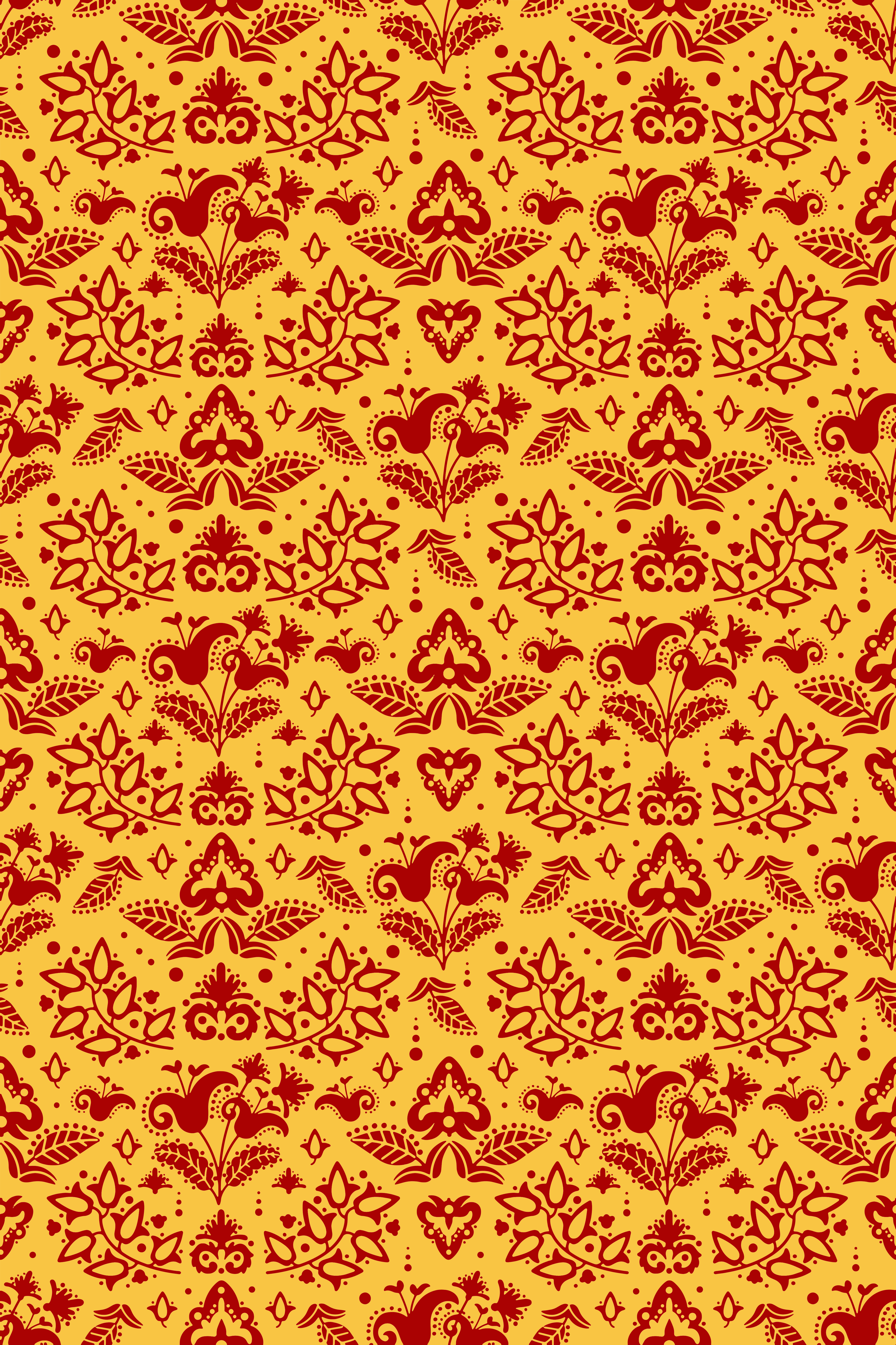Orange vinyl rug with floral line patterns - TenStickers