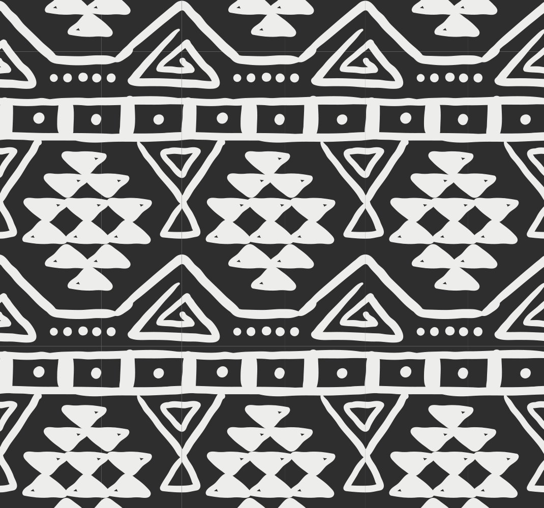 Black vinyl rug with black and white bohemian pattern - TenStickers