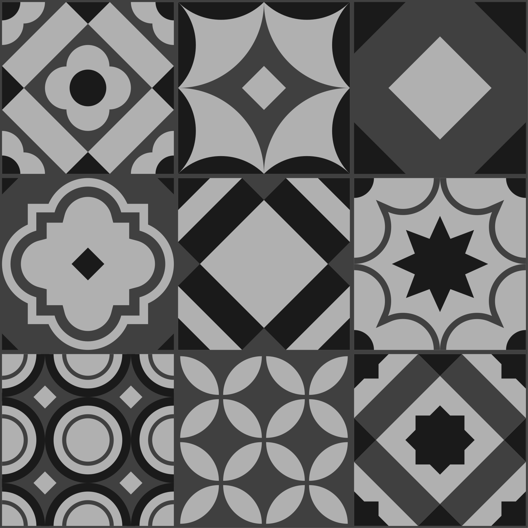 Black vinyl rug black tiles - TenStickers
