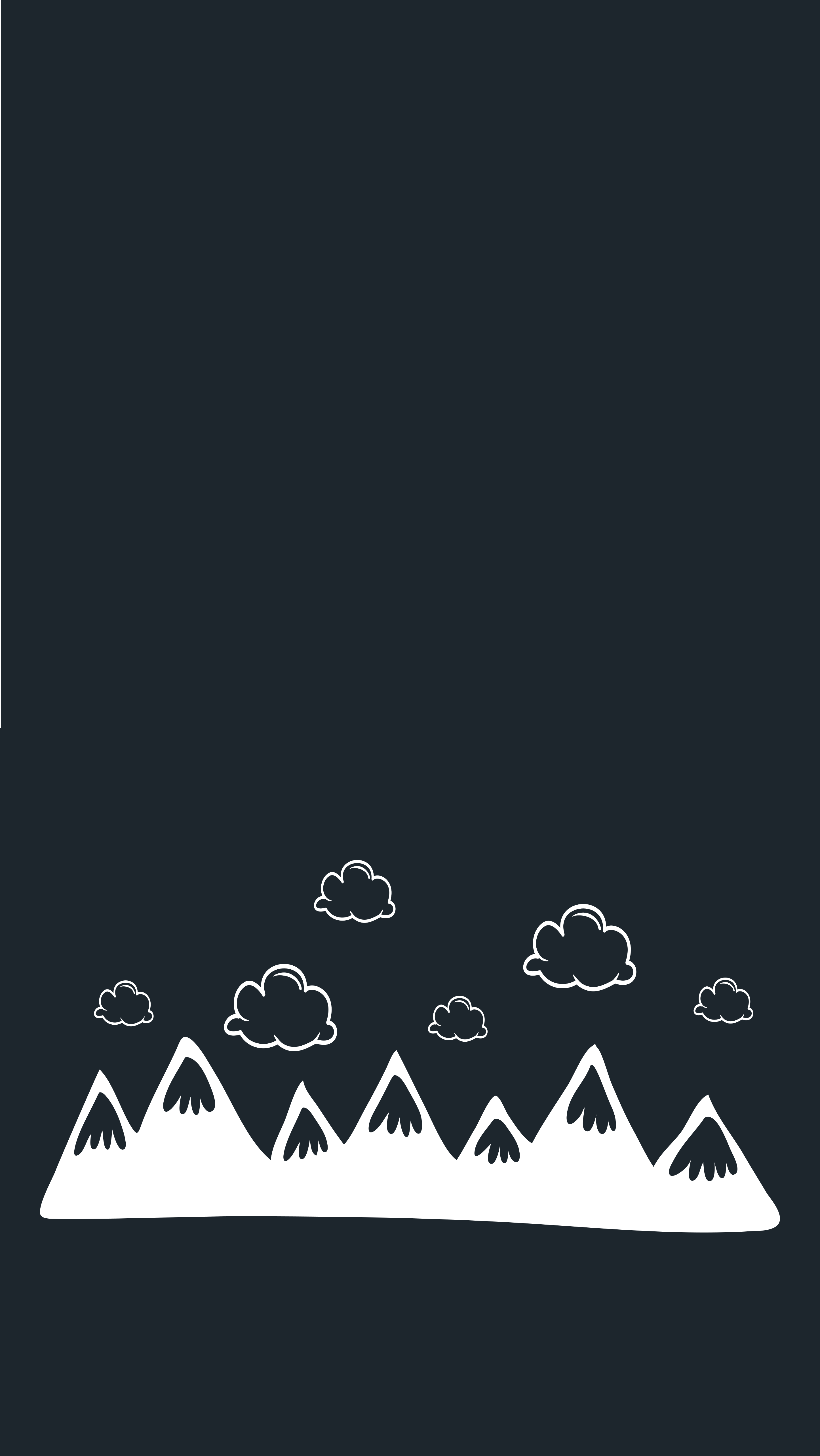 Black vinyl rug with hand-drawn mountains and clouds - TenStickers