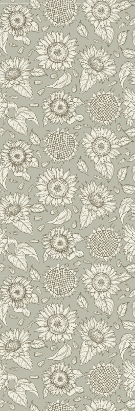 Green vinyl rug with gray sunflowers - TenStickers