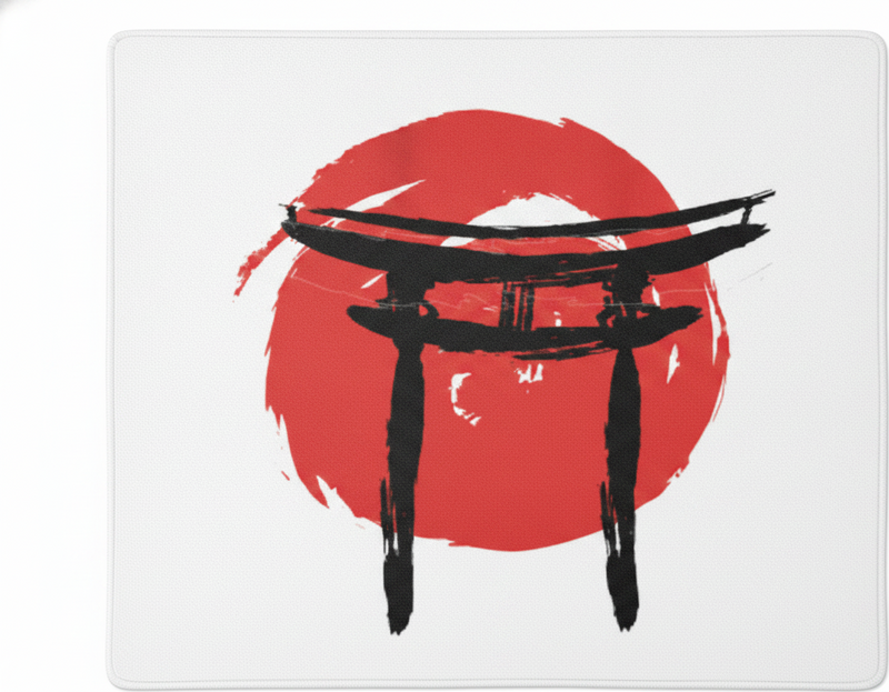 Red vinyl rug japanese painted gate design - TenStickers